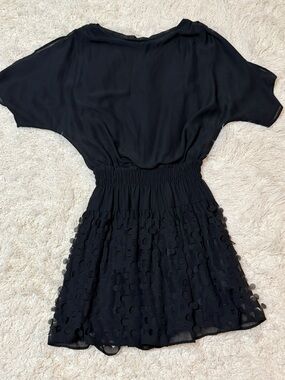 NWOT Women's size 10 S.L. Fashions Black Short Sleeve Eyelet detailed dress